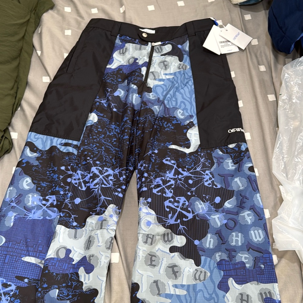 Blue Camo Nylon Cargo Pants 46 size